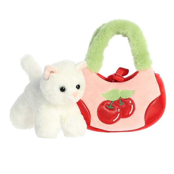 Fancy Pals White Kitten Plush and Cherry Purse Set
