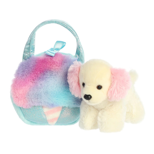 Fancy Pals Cream/Pink Puppy Dog Plush and Cotton Candy Purse Set