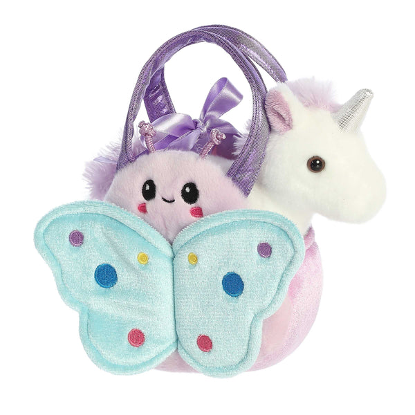Fancy Pals White/Purple Unicorn Plush and Butterfly Purse Set