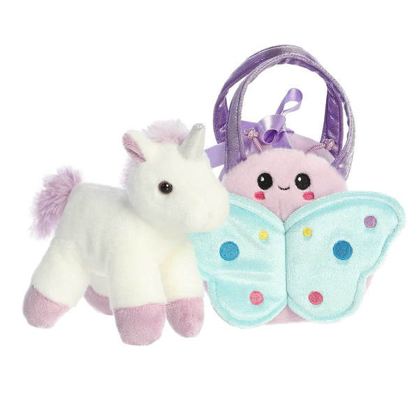 Fancy Pals White/Purple Unicorn Plush and Butterfly Purse Set