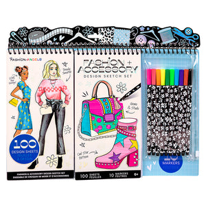 F. Angels: Fashion & Accessory Design Sketch Set with Markers - 100 sheets - Ages 6+