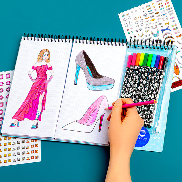 F. Angels: Fashion & Accessory Design Sketch Set with Markers - 100 sheets - Ages 6+