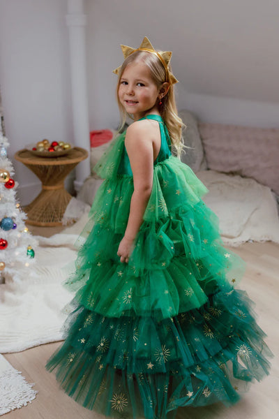 GP: Christmas Tree Dress with Headpiece - Size 3-4