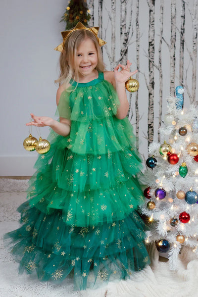 GP: Christmas Tree Dress with Headpiece - Size 3-4
