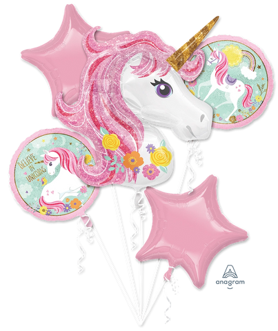 5 Balloon Bouquet: Magical Unicorn