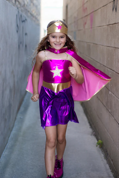 GP: Superhero Star Dress, Cape & Headpiece - Size 5-6