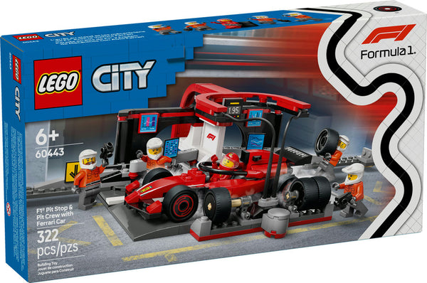 Lego: City F1 Pit Stop & Pit Crew with Ferrari Car - Ages 6+