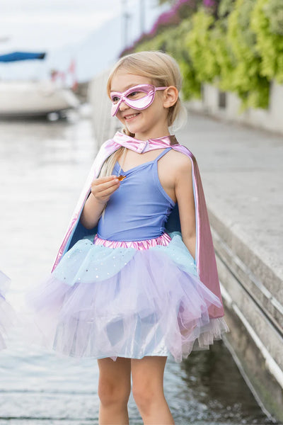 GP: Super-duper Tutu, Cape & Mask Set Metallic Pink & Light Blue - Size 4-6