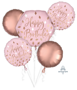 Blush Birthday 5 Balloon Bouquet