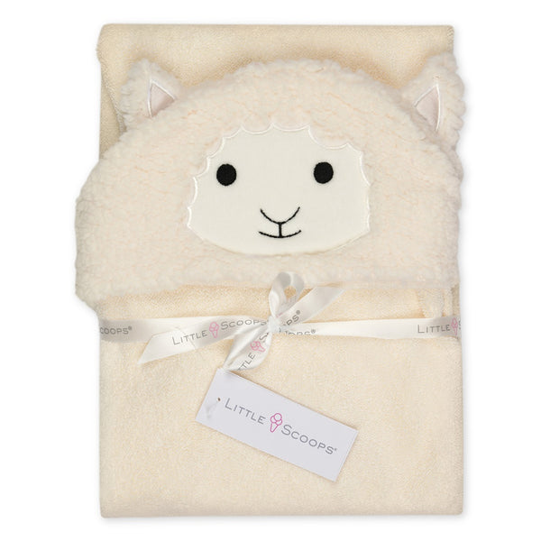 IS: Little Scoops Lamb Hooded Towel - Ages 12mths+
