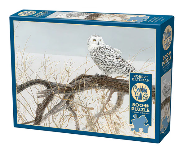 500 Piece Puzzle: Fallen Willow - Snowy Owl - Ages 10+