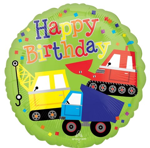 17" Balloon: Happy Birthday Trucks