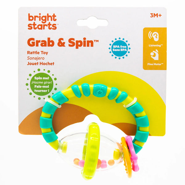 Bright Starts: Grab & Spin Rattle Toy - Ages 0+