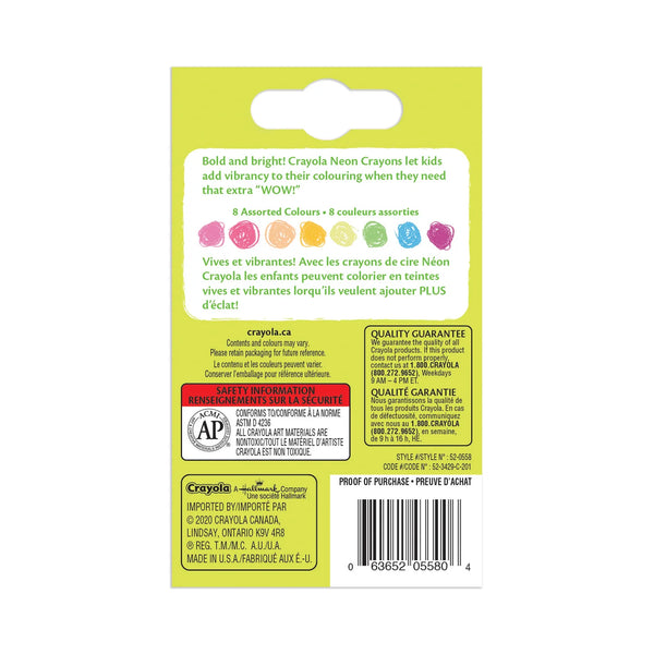 Crayola: Neon Crayons, 8 Count - Ages 3+