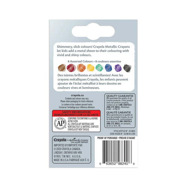 Crayola: Metallic Crayons, 8 Count- Ages 3+