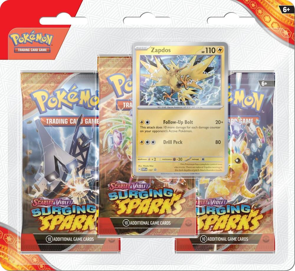 Pokémon TCG: Surging Sparks 3-Pack Blister - Ages 6+