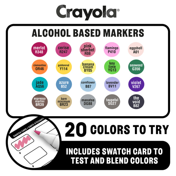 Crayola - 20 Count Dual-Tip Alcohol Marker Set - Fine & Chisel Tips