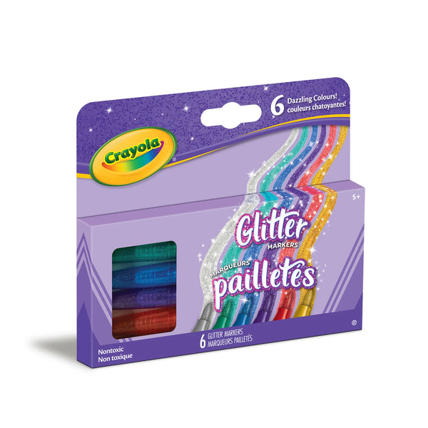 Crayola: Glitter Markers, 6 Count - Ages 3+