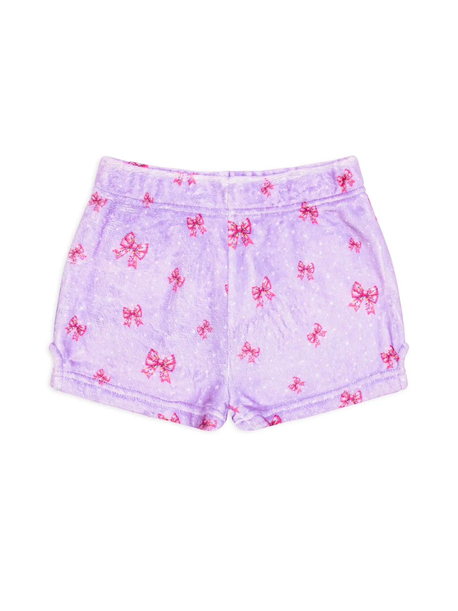 Plush Shorts: Holiday Bows - Purple  - Multiple Sizes Available