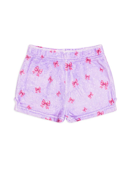 Plush Shorts: Holiday Bows - Purple  - Multiple Sizes Available