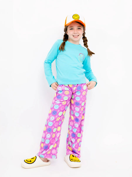 Plush Pants: Smiley Faces - Purple - Multiple Sizes Available