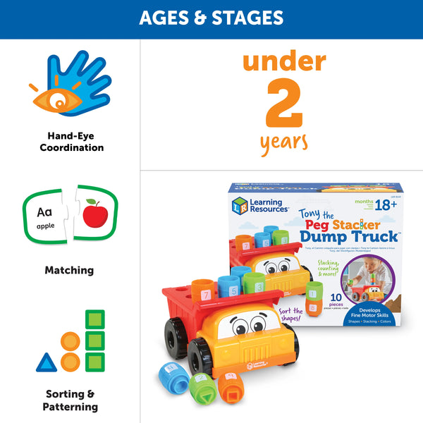 Tony the Peg Stacker Dump Truck - Ages 18mths+