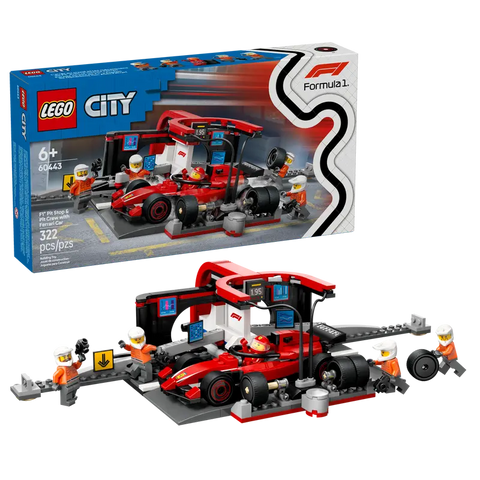 Lego: City F1 Pit Stop & Pit Crew with Ferrari Car - Ages 6+