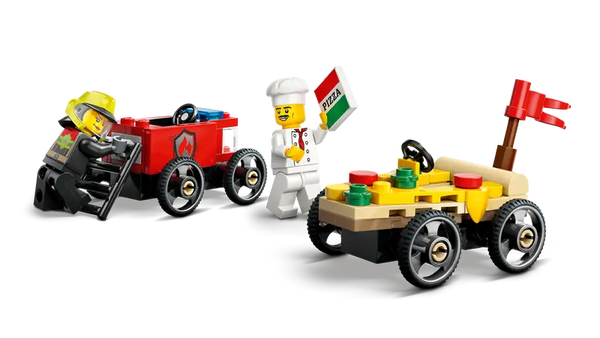 Lego: City Pizza vs. Fire Truck Race Car Pack - Ages 5+