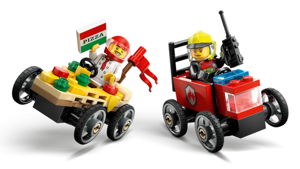 Lego: City Pizza vs. Fire Truck Race Car Pack - Ages 5+