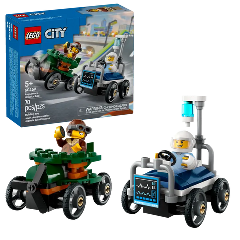 Lego: City Airplane vs. Hospital Bed Race Car Pack - Ages 5+