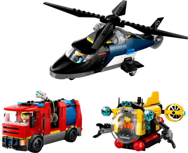 Lego: City Helicopter, Fire Truck & Submarine Remix - Ages 7+