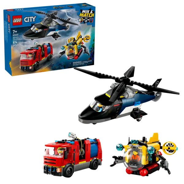 Lego: City Helicopter, Fire Truck & Submarine Remix - Ages 7+