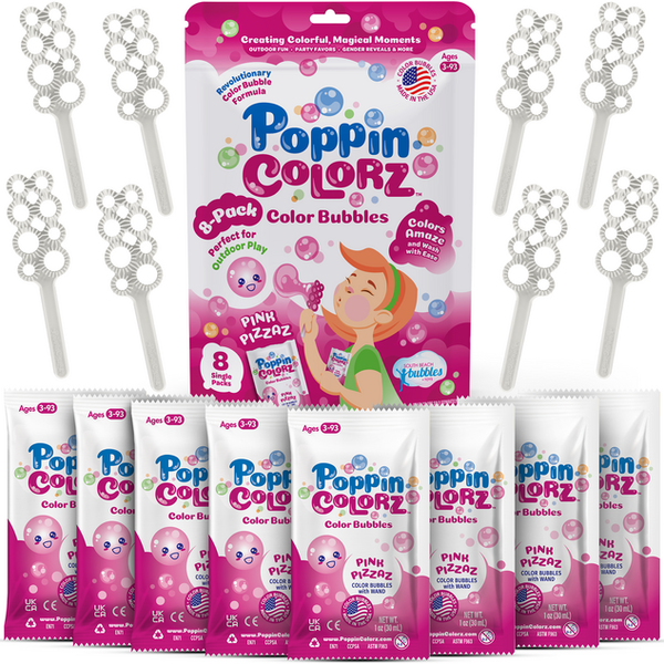 Poppin Colorz Blazin' Pink Colour Bubbles: 8 Party Packs - Ages 3+