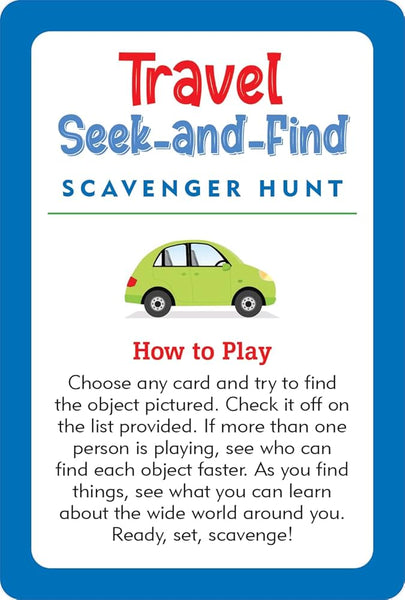 Travel Seek and Find Scavenger Hunt Cards - Ages 4+