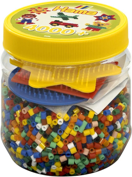 Hama: Midi Beads 4000+ Beads with Pegboards in a Jar Yellow - Ages 5+