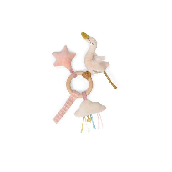 Moulin Roty Petite Ecole de Danse- swan wooden Ring Tattle