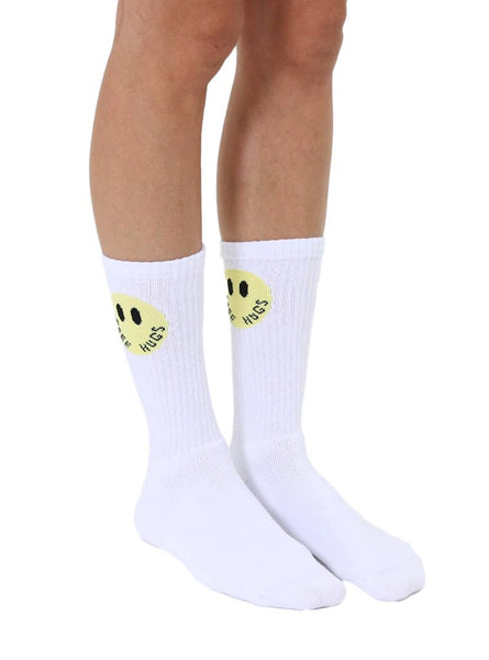 Free Hugs  Crew Socks - White