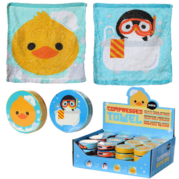 Loot: Adoramals Bath Time Duck & Penguin compressed Travel Towel - Ages 2+