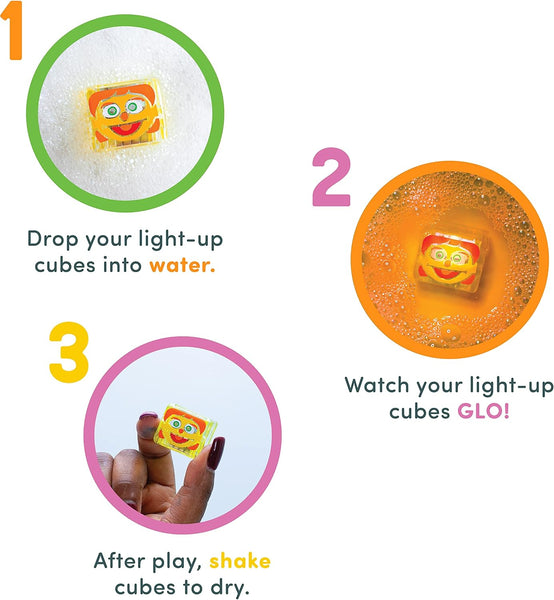 Glo Pals Water-activated Light-up Bath Cubes 4 Pack - Orange Julia