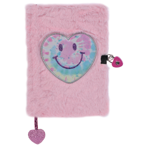 Heart Tie-Dye Lock & Key Fluffy Journal - Ages 6+