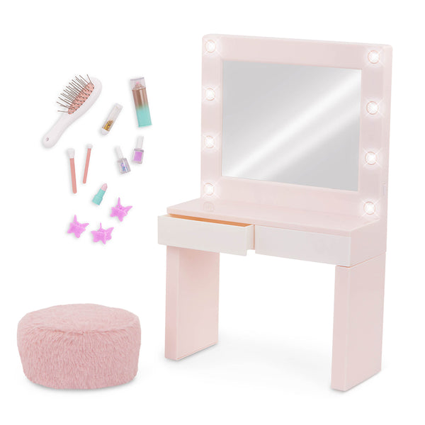 OG: 18” Doll Accessories - Glam & Glow Vanity Dressing Room Set - Ages 3+
