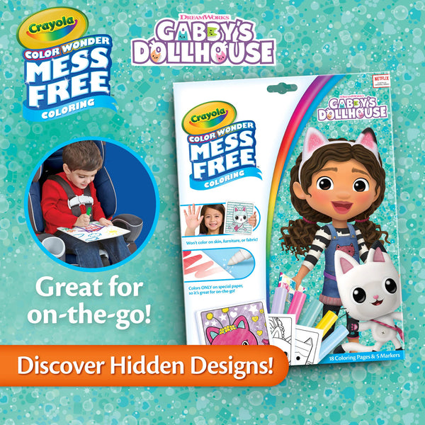 Colour Wonder: Mess-free Colouring Pages & Markers, Gabby's Dollhouse - Ages 3+