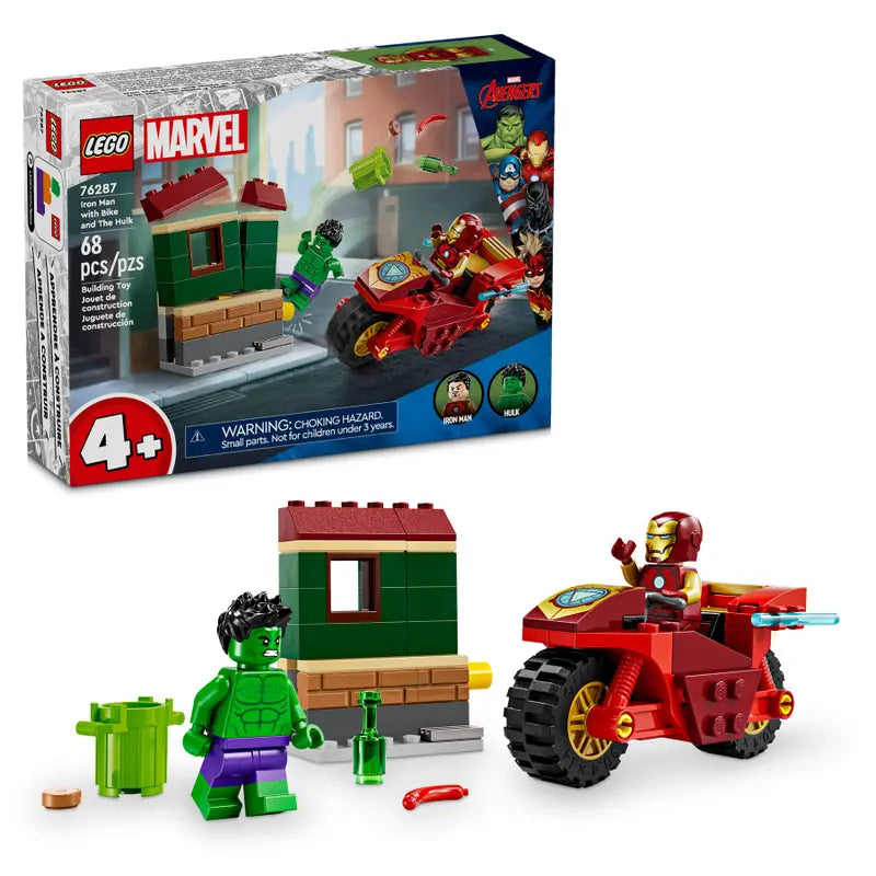 Lego Marvel Iron Man with Bike and The Hulk Ages 4 Playful Minds