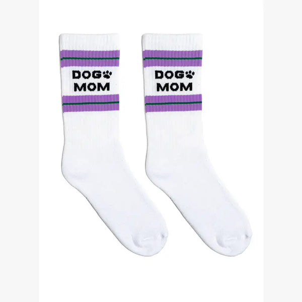 Dog Mom Classic Crew Socks  - White