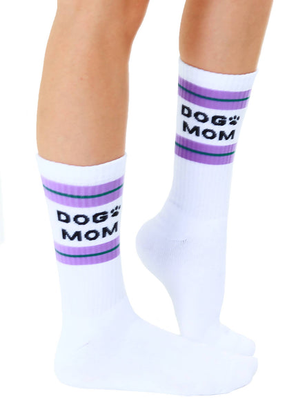 Dog Mom Classic Crew Socks  - White