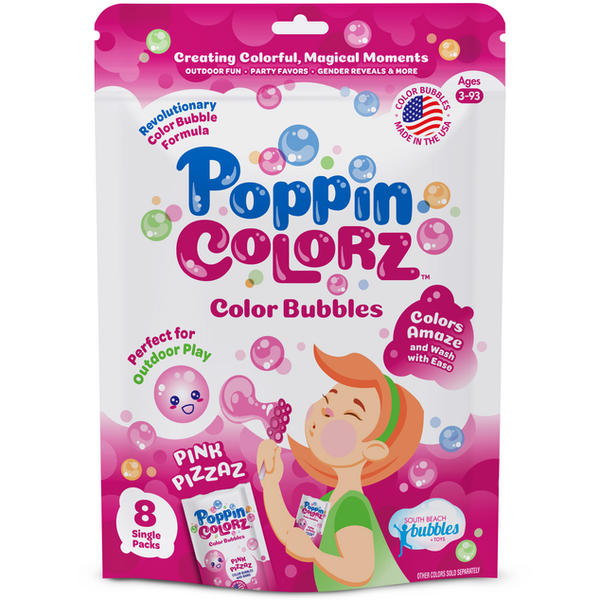 Poppin Colorz Blazin' Pink Colour Bubbles: 8 Party Packs - Ages 3+