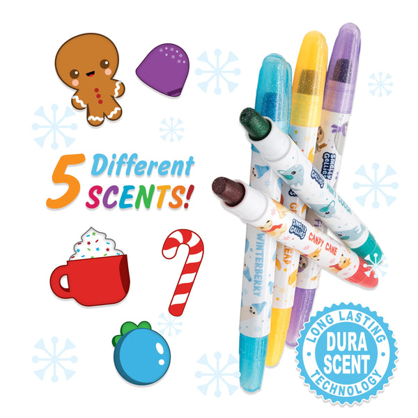 Holiday Smelly Gellies: 5 Pack Glitter Gel Crayons - Ages 3+