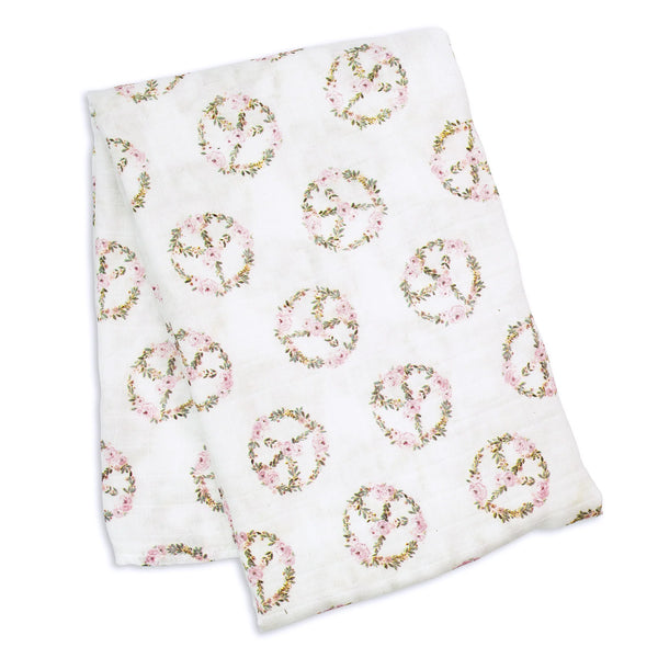 Lulujo: Bamboo Muslin Swaddle 1-Pack: Peace - Ages 0+