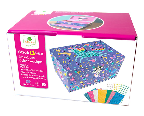 Stick'N Fun - 3D Mosaic Unicorn Music Box  - Age 5+