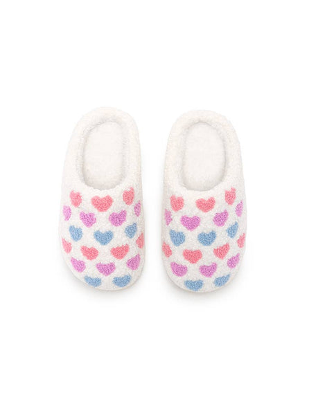 Slippers - Kids - Pastel Hearts - White